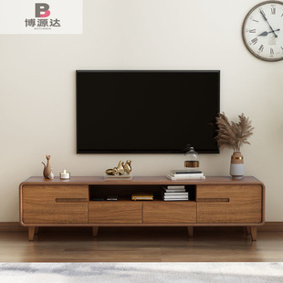 Modern Simple TV Cabinet Coffee Table Side Cabinet Combination New Chinese Style Floor Cabinet Solid Wood Border Low Cabinet Living Room TV Cabinet