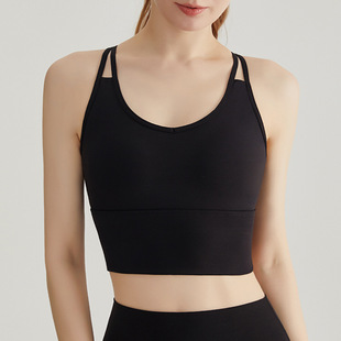 Trenton yoga sling women's one-piece top with chest pad shockproof push up cross beauty back thin shoulder strap sports vest
