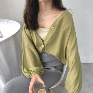 Spring and Summer Coat 2024 Ice Silk Knitted Thin Coat White Long Sleeve Bat Sleeve plus size Women's Sunscreen Cardigan Women