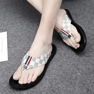 Slippers Men's New Summer Outdoor Beach Sandals Men's Korean Style Fashionable Flip-flops Men's Genuine Leather Sandals