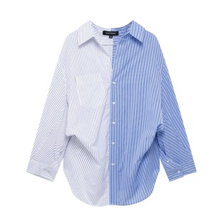 TAOP & ZA summer new women's commuter fashion striped bat sleeve poplin shirt casual striped pants 4661411