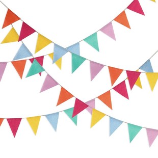New Christmas wedding decoration 12 color DIY blank Garland banner imitation linen triangle flag in stock wholesale