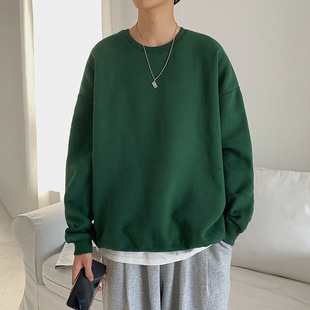 Autumn and Winter new trendy ins round neck long sleeve fleece-lined sweater men's Korean-style youth loose all-match outerwear top
