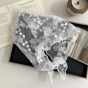 Turban Summer Women's Pastoral Instagram Style Advanced Turban Scarf Triangle Scarf Scarf Women's Silk Scarf Hair Accessories Lace Fart Curtain