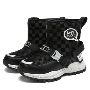 Cross-border girls' snow boots 2024 winter new cuhk children's fleece-lined padded cotton shoes primary school students' cotton boots tide