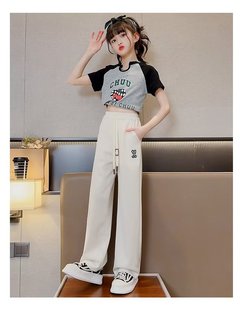 Girls' pants summer thin 2023 New straight pants children's mosquito-proof pants summer girls' ice silk wide-leg pants