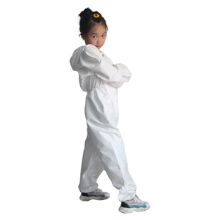 Factory shop children's protective clothing conjoined hooded isolation clothing non-woven disposable dust oil waterproof a generation of hair