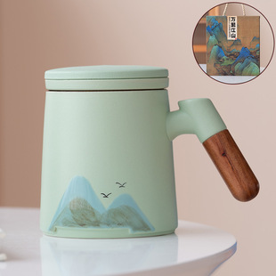 Mug national fashion ceramic tea cup with lid filter household large capacity water cup tea separation office Cup hand gift