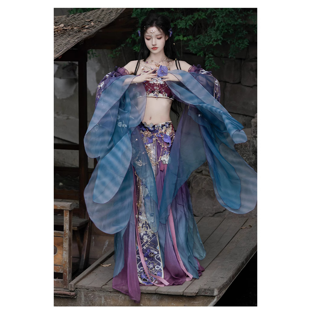 【Goo】Exotic Style Gradient Embroidered Tube Top Original Hanfu Women's Han Element Set Spring/Summer Style