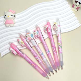 Cute KT Cat Erasable Push Pen Stereo Cartoon Resin Erasable Blue Gel Pen High Color Value Moto Easy to Disable Practice Pen