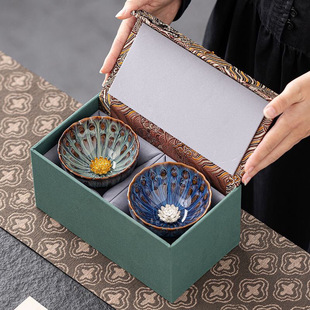 Gold-inlaid Kiln Change Master Cup Single Cup Pair Cup Built Tea Cup Ceramic Kung Fu Tea Cup Gifts Tea Chinese Style Gifts