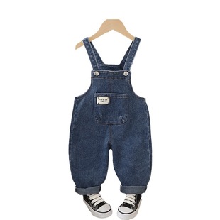 Children's Denim suspender pants autumn one-piece Pants Factory wholesale boys and girls three-dimensional bear versatile western style