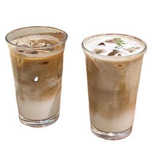Flip-Top Glass Coffee Cup Ins Simple High-End Transparent Cold Brew Cup Niche Home Juice Drink Cup Wine Cup