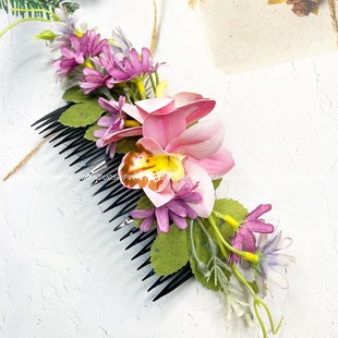 Cross-border New Mori Girl Orchid Hair Comb Simulation Flower Holiday Travel Photo Accessories Bride Bridesmaid Headwear Hair Accessories