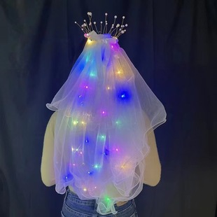 New product luminous tassel hair yarn with pearl super fairy children bridal hair yarn luminous headdress stall wholesale hot sale