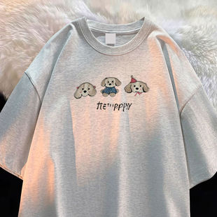 Multi-pattern round neck solid color T-shirt short sleeve top new men's and women's casual versatile breathable fashionable ins new style