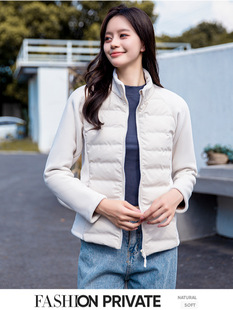 2024 New Collar Lightweight Down Jacket Women's Spliced Liner Short Sports Running Graphene Jacket Lulu Same
