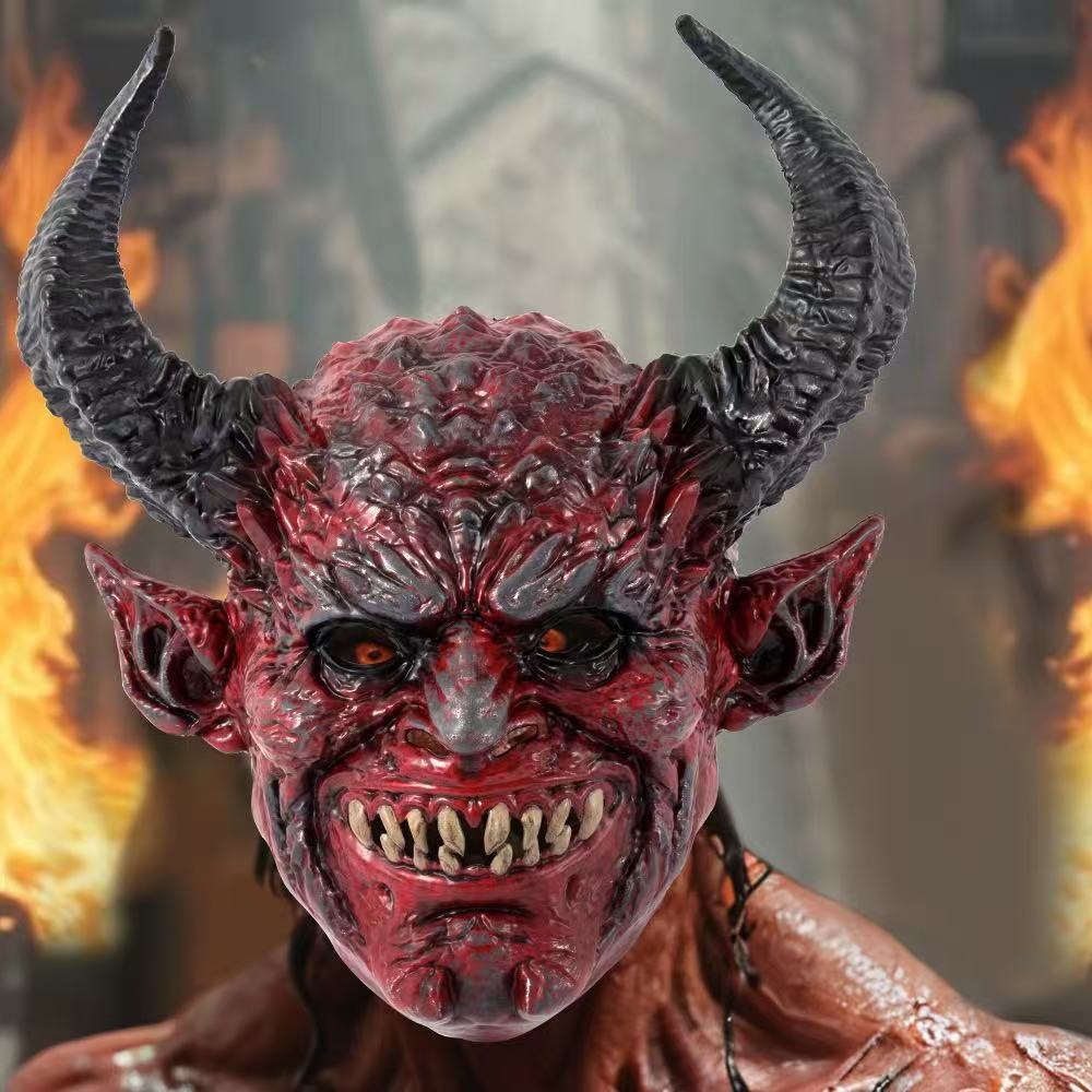 Red Horn Pointed Ear Devil Mask Headgear Halloween Easter Carnival Party Masquerade Props