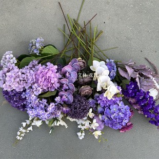 Purple Flower Material Simulation Flower Wedding Flower Arranging Flower Art Soft Decoration Home Placement Shooting Props Rose Hydrangea