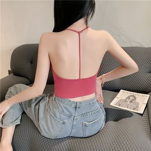 Hot girl halter camisole women's sexy fixed one-piece beauty back niche design bottoming girl wrapped chest