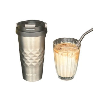 Simple vacuum Cup cross-border coffee cup portable high-looking portable cup 304 stainless steel diamond water Cup vacuum