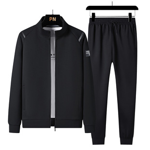 Two-piece sports set suit spring autumn winter men's sports stand collar zipper cardigan trousers suit group purchase printed lo