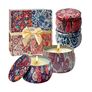 [Foreign Trade Cross-border] Natural Plant Aromatherapy Candles Four Cans Gift Boxes Bedroom Lasting Fragrance