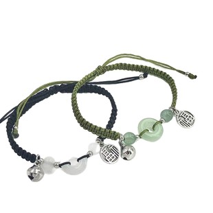 Hand-Woven Lucky Bell Glass Safety Buckle Women's Bracelet Hand Rope Bestie Couple Model Gift for Student Girlfriend