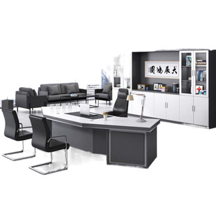 ShJ Special-Shaped Boss Desk Simple Modern Manager Table Arc Large Class Desk Single Director Table President Table and Chair