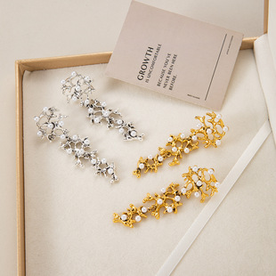 European and American Light Luxury High-end Sense Metal Style Earrings Exaggerated Western Style Fashion Ear Studs Long Irregular Earrings