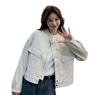 2025 Spring and Autumn New All-match Fashionable Loose Western-style Motorcycle Leather Jacket High-end Sense Leather Jacket Women's Short