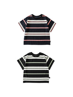 Wuri Boys' Summer Round Neck Loose Fashion Striped Short-sleeved T-shirt 2025 New Children's Casual Top