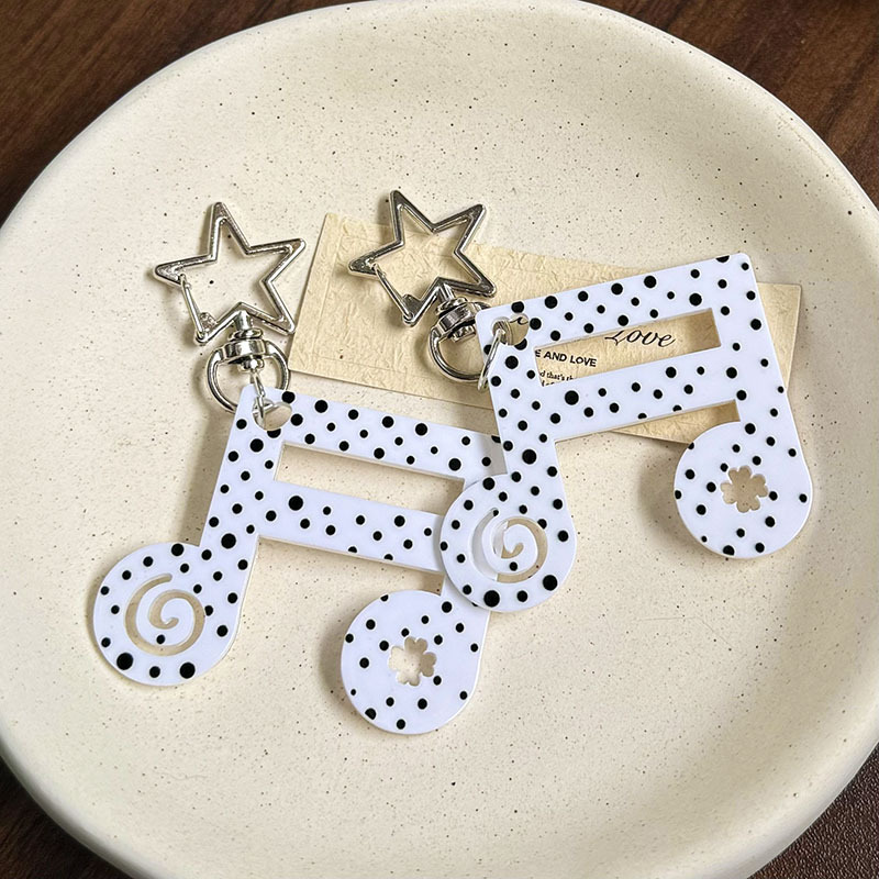 Korean-Style Vintage Sweet Polka Dot Stripe Star Musical Note Keychain Phone Charm AirPods Bag Accessory