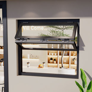 American Industrial Style Foldable Aluminum Alloy Sliding Window Cafe Kitchen Shop Arbitrary Positioning Hovering Door and Window