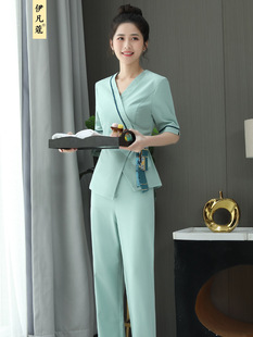 New Hairdresser Work Clothes Women's High-end Beauty Salon Foot Bath Health Hall Spa Club Technician Clothes suit Spring and Summer