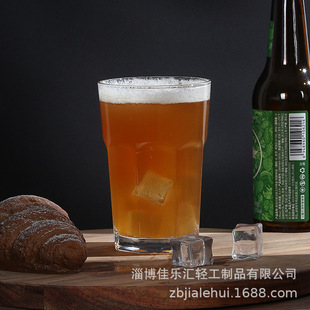 Glass beer cup thickened transparent octagonal milk tea milk juice water cup large capacity household durable drinking cup