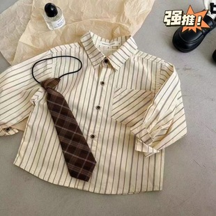 2024 Spring New Boys and Girls Solid Color Lapel Leather Coat Baby Korean Style Children's Coat All-match Short Fashionable Jacket