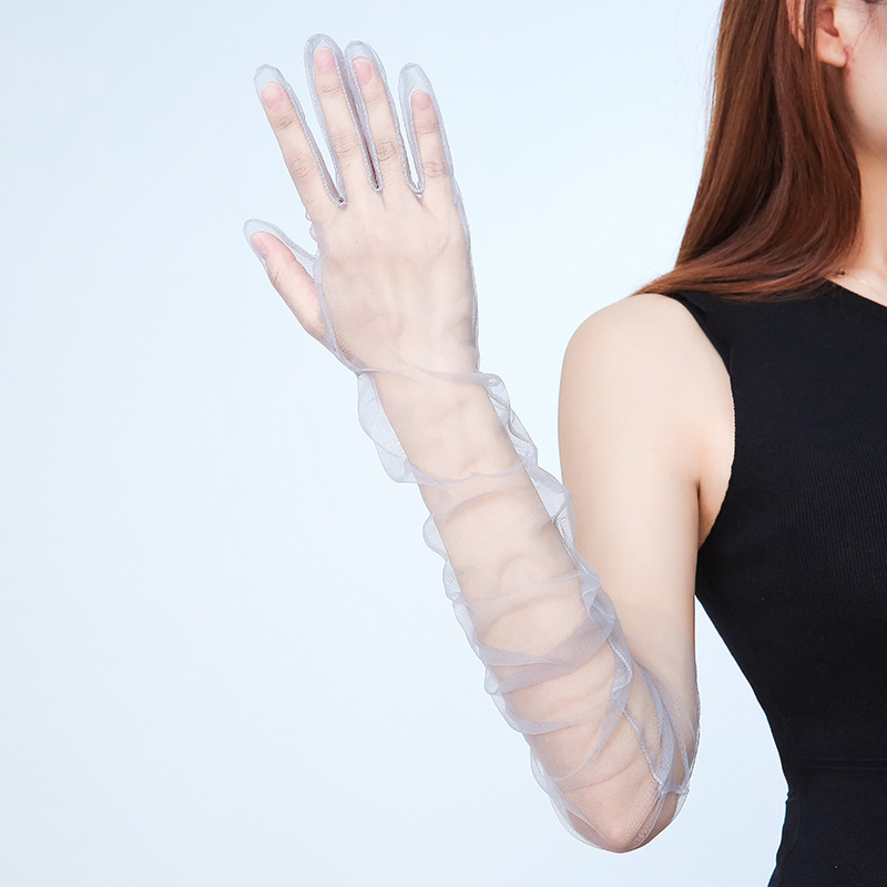 70cm Color Super Long Yarn Transparent Gloves Finger Black White Red Foreign Trade Sexy Ball Party Theme Halloween