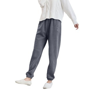 Coral fleece fairy warm pants women's autumn and winter fleece-lined casual home ankle-tied pants loose thick lazy pajama pants plus size