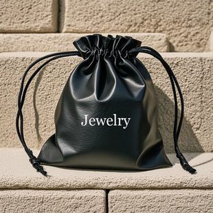 New PU Leather Drawstring Pocket Jewelry Bag Jewelry Pouch Leather Gift Packaging Jewelry Bag