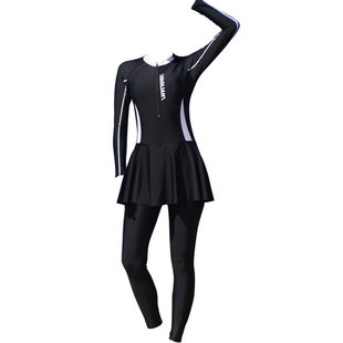 2024 New Long-sleeved Trousers Sunscreen Swimsuit Full-body Quick-drying Conservative Black Swimsuit Cross-border Women's Diving Suit