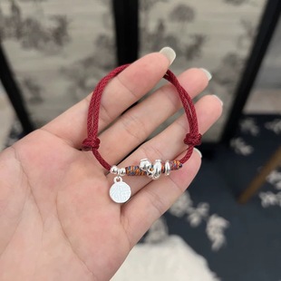 This year of life red hand rope silver plum blossom roll snake fortune Tibetan bracelet bracelet hand rope factory wholesale