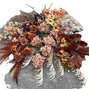 Vintage Autumn Maillard Style Window Floriculture with Silent Style brown caramel Wedding Decoration Fake Flowers Wholesale