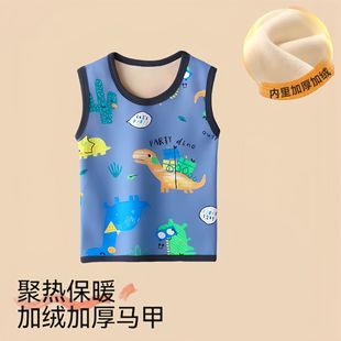 Children's fleece-lined Thickened Warm Vest for Autumn and Winter 2024 Children's Cartoon Bottoming Waistcoat Fleece Vest for Boys and Girls