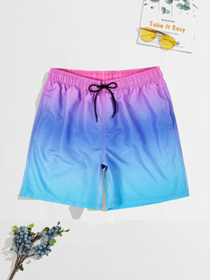 INS Internet Popular Popular Gradient Swimming Trunks Men's Loose Printed Four-point Boxer Shorts Amazon Men's Beach Pants