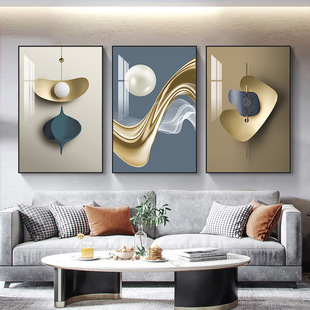 Living room decorative painting sofa background wall painting elegant light luxury new Chinese style wall painting modern minimalist triple mural