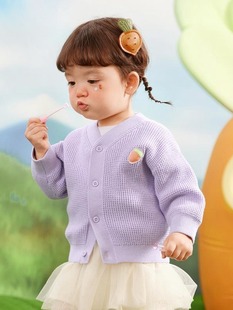 Candy-colored boys' sweater cardigan 2024 Spring and Autumn New Girls' New Year greeting clothes baby sweater red top