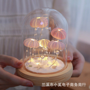 Vintage Shell Sea Urchin Conch Lamp Nightlight Ornaments Handmade DIY Material Bag Festival Creative Birthday Gift