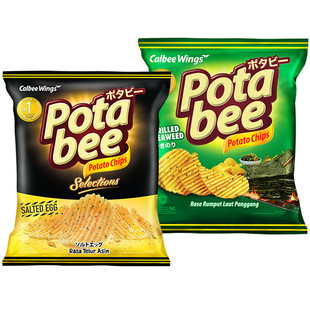 Imported from Indonesia, Calbee Calbee Potabi Roasted Seaweed Flavored Salted Egg Yolk Flavored Potato Chips 68g Puffed Snacks