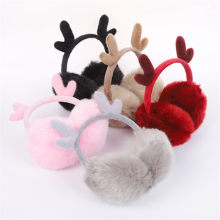 Winter new antler plush warm earmuffs fashion retractable windproof cold-proof plush earmuffs earmuffs wholesale